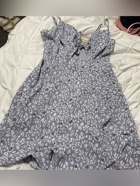 Light Blue Leopard Print Mini Dress - Elle